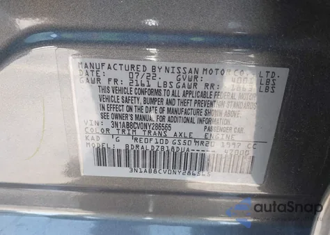 2022 Nissan Sentra Sv Xtronic Cvt from USA, damaged, VIN 3N1AB8CV0NY286565